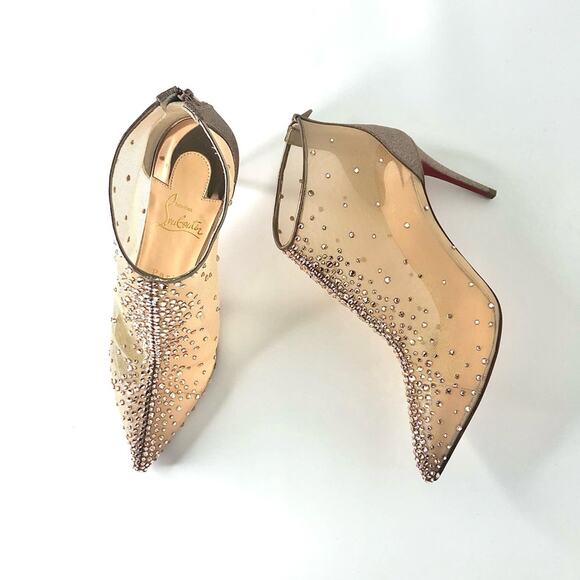 NIB Christian Louboutin Constella 85 Glitter Crystal Embellished Bootie 37.5 - Picture 3 of 13